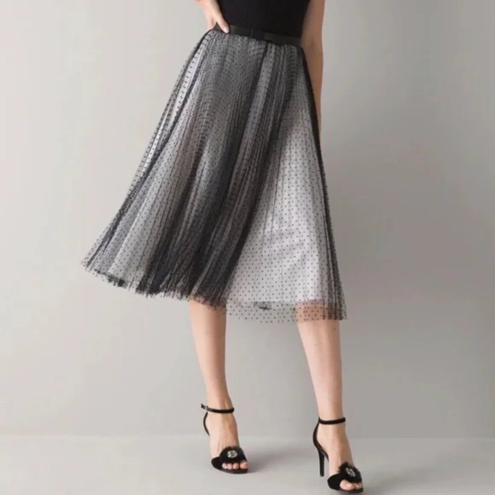 NWT Black House White Market Dotted Tulle Evening Skirt US Size 6
